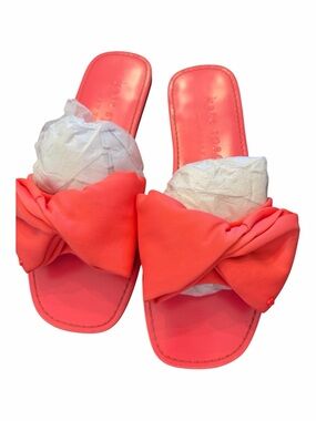 kate spade Coral-Pink Knot Bow Slide Sandals